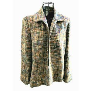 Norm Thompson Women's Multicolor Open Long Sleeve Tweed Jacket Size MED